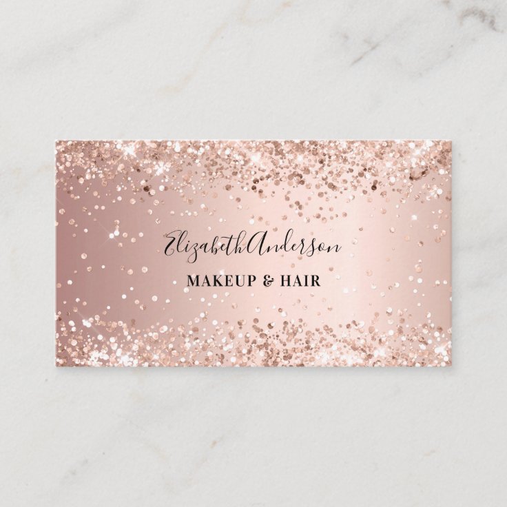 Rose Gold Glitter Dust Qr Code Glamorous Business Card Zazzle