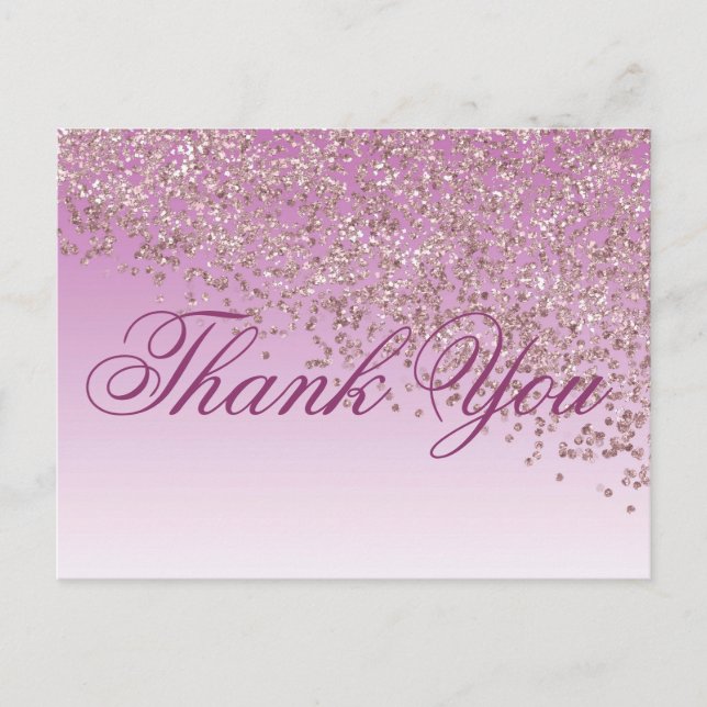 Rose Gold Glitter Dusty Pink Shades Thank You Postcard (Front)