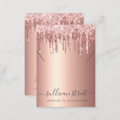 Rose Gold Glitter Earring Necklace Display Card