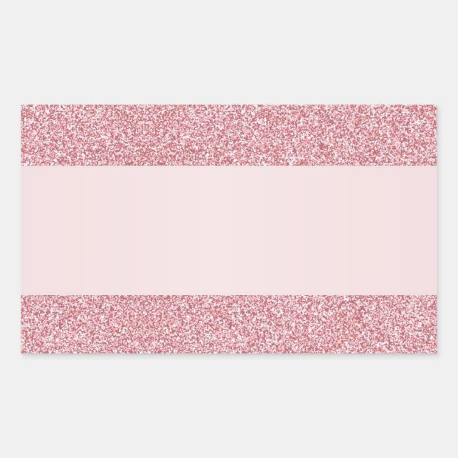 Rose Gold Glitter Effect Add Your Text Blank Rectangular Sticker (Front)