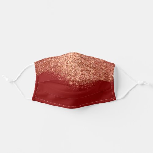 Rose Gold Glitter Effect Glam Elegant Maroon Adult Cloth Face Mask