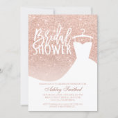 Rose gold glitter elegant chic dress Bridal shower Invitation | Zazzle