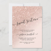 rose gold glitter elegant chic typography Sweet 16 Invitation (Front)