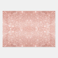 Elegant Rose Gold Glitter Pink Christmas Trio Gift Wrapping Paper Sheets, Zazzle