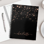 Rose Gold Glitter Elegant Glamorous Modern Script Planner<br><div class="desc">Create your own personalized black and rose gold diamond sparkle planner with your custom modern handwritten script name.</div>