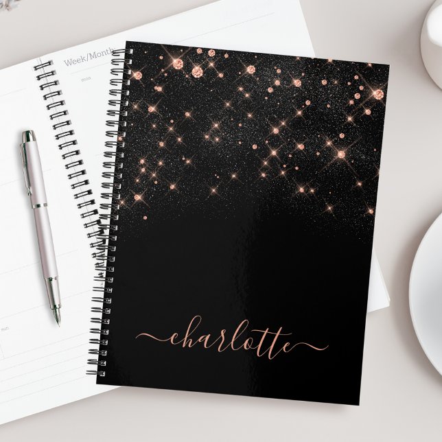 Rose Gold Glitter Elegant Glamorous Modern Script Planner (Creator Uploaded)