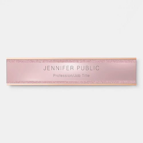 Rose Gold Glitter Elegant Glamorous Professional Door Sign