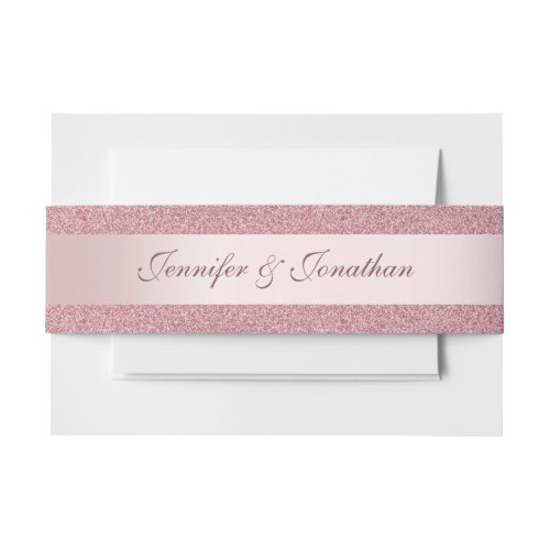 Rose Gold Glitter Elegant Handwritten Script Text Invitation Belly Band