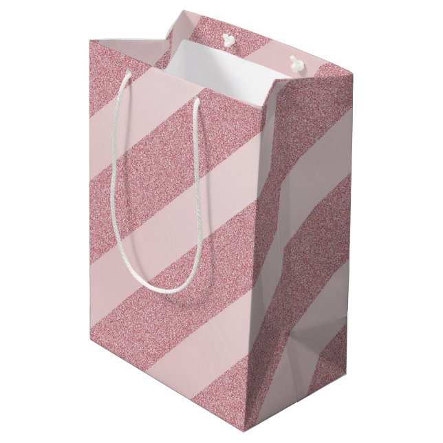 Rose Gold Glitter Elegant Modern Trendy Template Medium Gift Bag (Back Angled)
