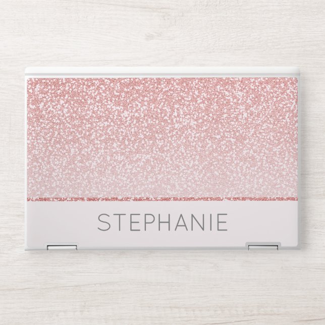 Rose Gold Glitter Elegant Personalized Name HP Laptop Skin (Front)