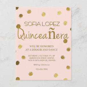 Rose Gold Glitter Elegant Quinceañera Postcard