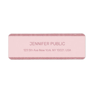 Rose Gold Glitter Elegant Template Return Address Label