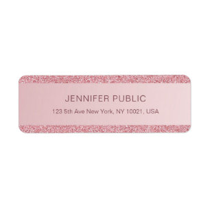 Rose Gold Glitter Elegant Template Return Address Label