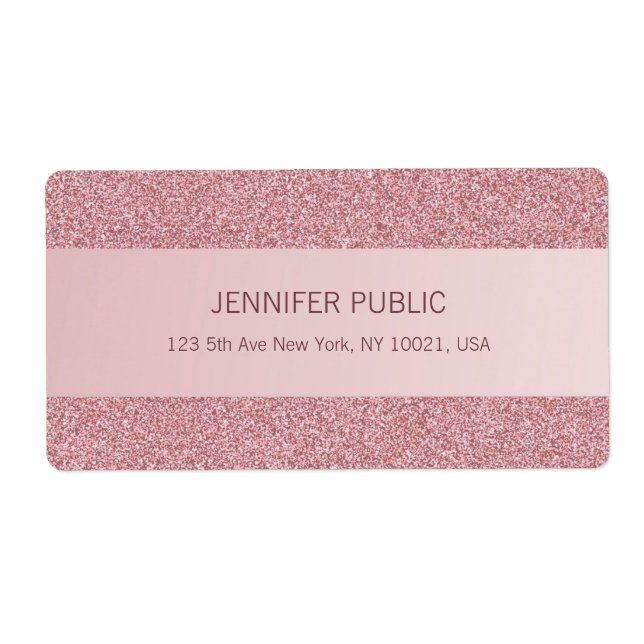 Rose Gold Glitter Elegant Template Trendy Shipping Label (Front)
