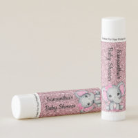 Rose Gold Glitter Elephant Baby Shower Pink Lip Balm