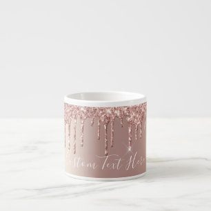Rose Gold Glitter Espresso Cup Personalized Text