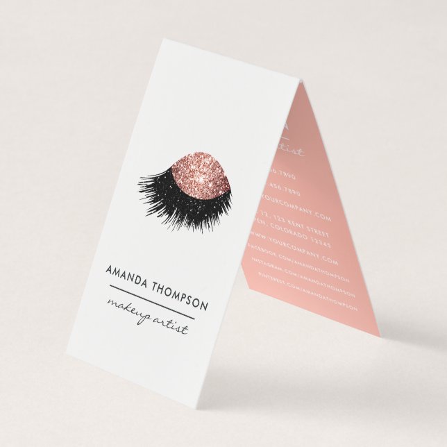 Rose Gold Glitter Eye Business Card (Front)