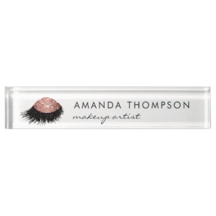 Rose Gold Glitter Eye Desk Name Plate