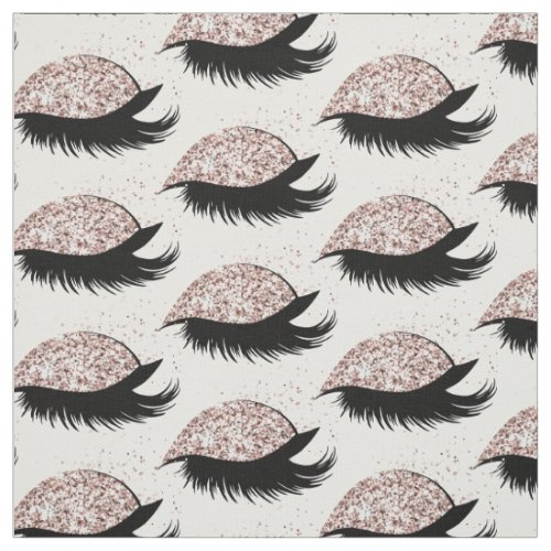 Custom Fabric 9 Rose Gold Glitter Eyelashes Salon Pattern Fabric