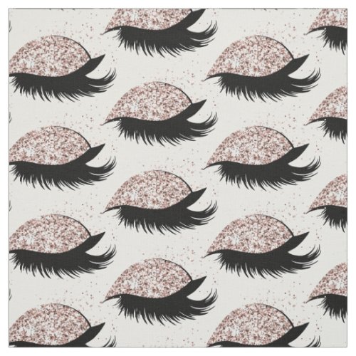 Rose Gold Glitter Eyelashes Salon Pattern Fabric