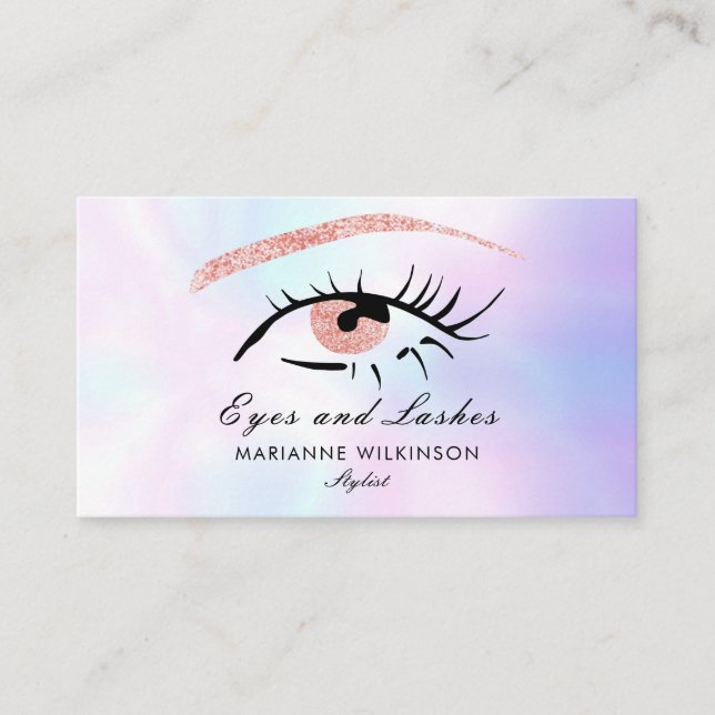 Rose Gold Glitter Eyes and Lashes Business Card (Front)
