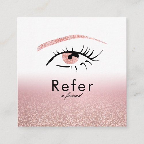 Rose Gold Glitter Eyes Brows Lashes Referral Card