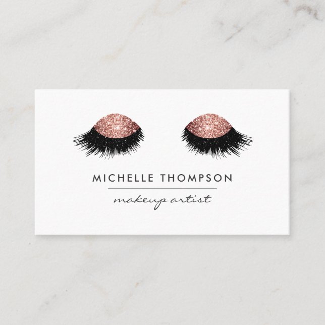 Rose Gold Glitter Eyes Business Card (Front)