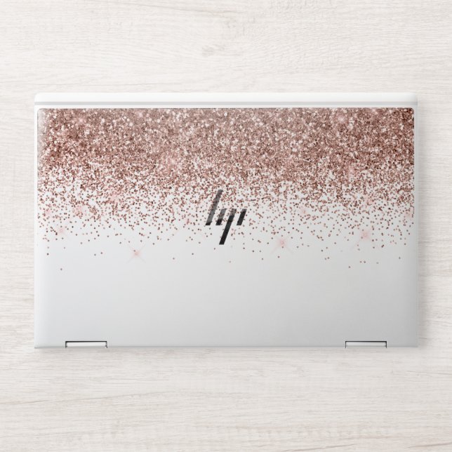 Rose Gold Glitter fading Ombre Waterfall HP Laptop Skin (Front)
