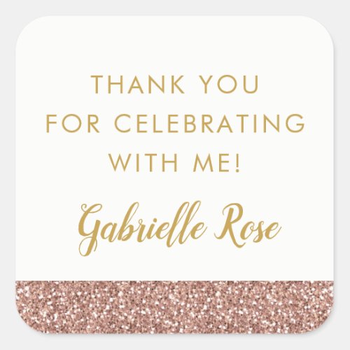 Rose Gold Glitter Favor Label Sticker