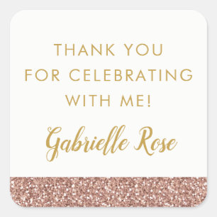 Rose Gold Glitter Favor Label Sticker