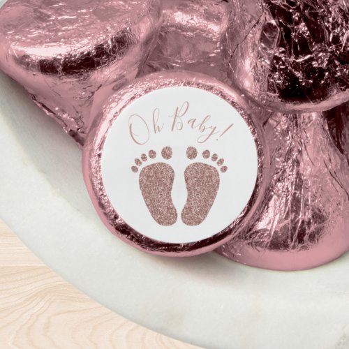 Rose Gold Glitter Feet Baby Shower Hersheys Kisses