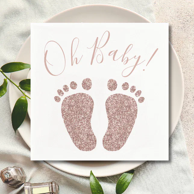 Rose Gold Glitter Feet Baby Shower Napkins Zazzle