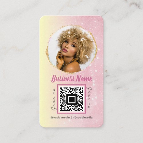 Rose Gold Glitter Feminin Social Media Pink Business Card