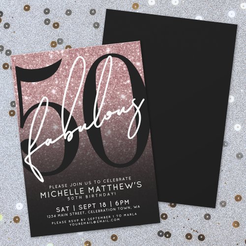 Rose Gold Glitter Fifty Fabulous 50th Birthday