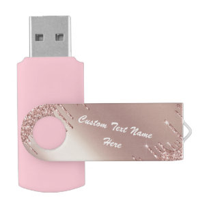 Rose Gold Glitter Flash Drive Personalized Name