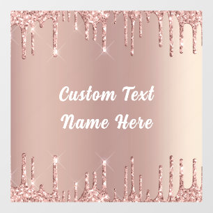 Rose Gold Glitter Floor Decals with Custom Text