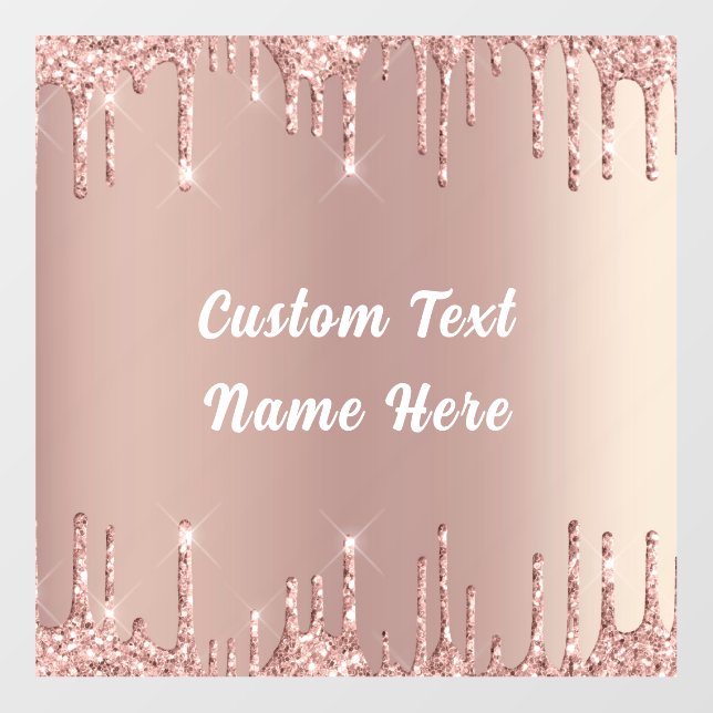 Rose Gold Glitter Floor Decals with Custom Text (Front)