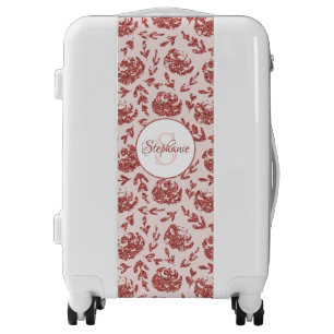 Rose Gold Glitter Floral Monogram Luggage