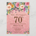 Rose Gold Glitter Floral Surprise 70th Birthday Invitation<br><div class="desc">Rose Gold Pink Glitter Floral Surprise 70th Birthday Invitation for Women. Watercolor Floral Flower. Rose Gold Pink Glitter Background. Pink, Yellow, Orange, Purple Flower. Adult Birthday. 13th 15th 16th 18th 20th 21st 30th 40th 50th 60th 70th 80th 90th 100th, Any Ages. For further customization, please click the "Customize it" button...</div>