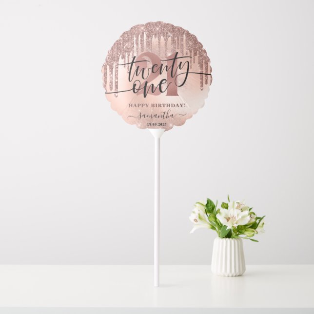 Rose Gold Glitter & Foil 21st Birthday  Balloon (In SItu)