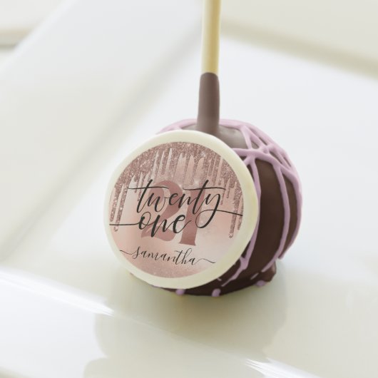 Rose Gold Glitter & Foil 21st Birthday Cake Pops (Front Insitu)