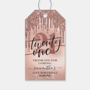 Rose Gold Glitter & Foil 21st Birthday Thank You Gift Tags