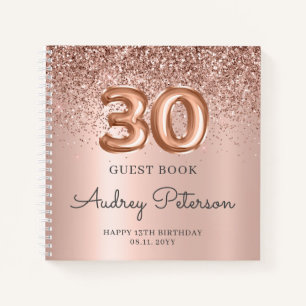 Rose Gold Glitter Foil 30th Birthday Guest Book