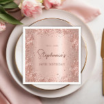 Rose Gold Glitter Foil 30th Birthday Monogram Napkins<br><div class="desc">Elegant Modern Sparkle Rose gold glitter metallic Personalized Monogram Name 30th (or ANY AGE) Birthday Party Paper Napkins. This Girly Adult feminine THIRTIETH Birhday party design featuring a Monogram Name in a stylish handwritten calligraphy script and date and age on blush pink or rose gold faux brushed metallic foil look...</div>