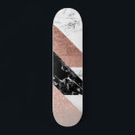rose gold glitter foil black white marble triangle skateboard<br><div class="desc">Modern rose gold glitter foil black white marble geometric minimalist triangles color block by Girly Trend</div>