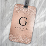 Rose Gold Glitter Foil Monogram  Luggage Tag<br><div class="desc">Personalize this foil glitter design with your name and monogram initial.</div>