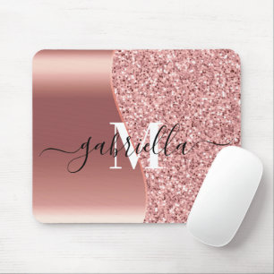 Rose Gold Glitter Foil Mouse Pad