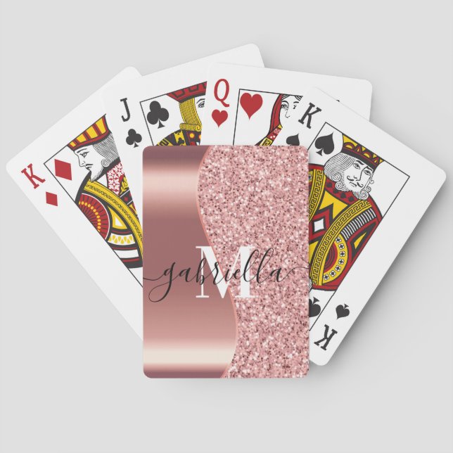 Rose Gold Glitter Foil Poker Cards (Back)