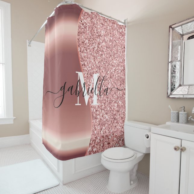 Rose Gold Glitter Foil Shower Curtain (In Situ)