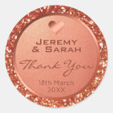 Wedding Cake Glitter Drip Rose Gold Bakery Classic Round Sticker